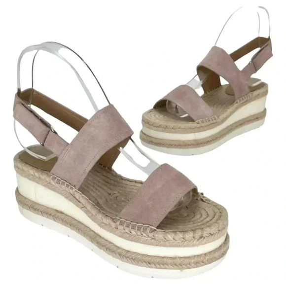 Marc Fisher LTD Platform Sandals 10M Gallia Pink Suede Jute Wrapped Slingback - Picture 9 of 13